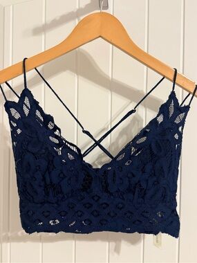 Free People Navy Blue Crochet Lace Bralette